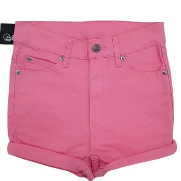 NWT Cheap Monday High-Rise Shorts Size 24 Second Skin Denim Strawberry Pink - Picture 3 of 10